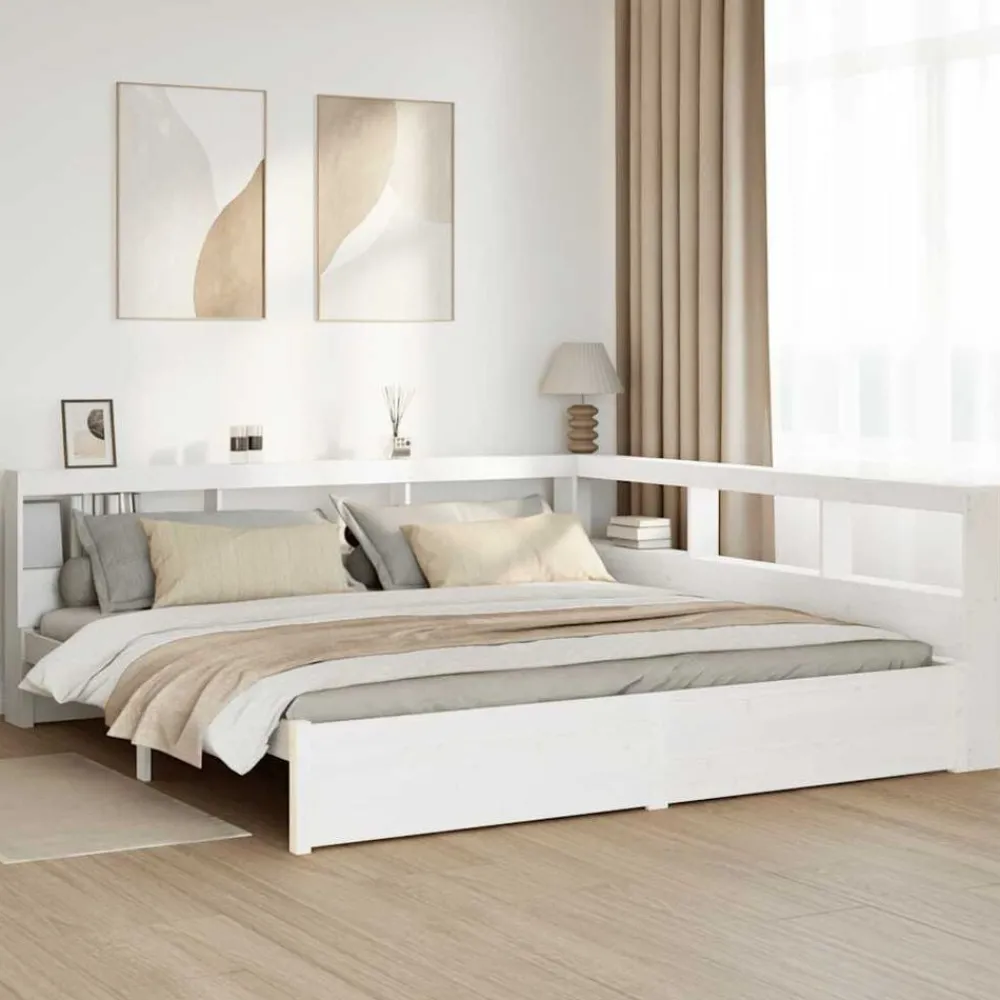 vidaXL Lit bibliothèque sans matelas 200x200 cm bois pin massif