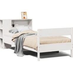 Lits & Accessoires-vidaXL Lit bibliothèque sans matelas 75x190cm bois de pin massif Blanc