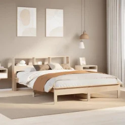 Lits & Accessoires-vidaXL Lit bibliothèque sans matelas 120x200 cm bois de pin massif Naturel