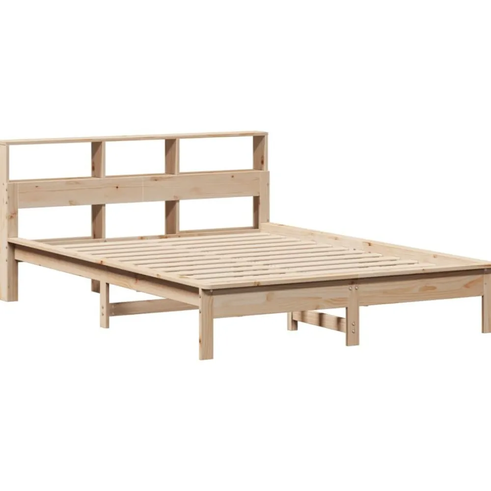 Lits & Accessoires-vidaXL Lit bibliothèque sans matelas 120x200 cm bois de pin massif Naturel