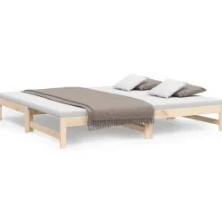 Lits & Accessoires-vidaXL Lit coulissant sans matelas 2x(90x200) cm Bois de pin massif Naturel