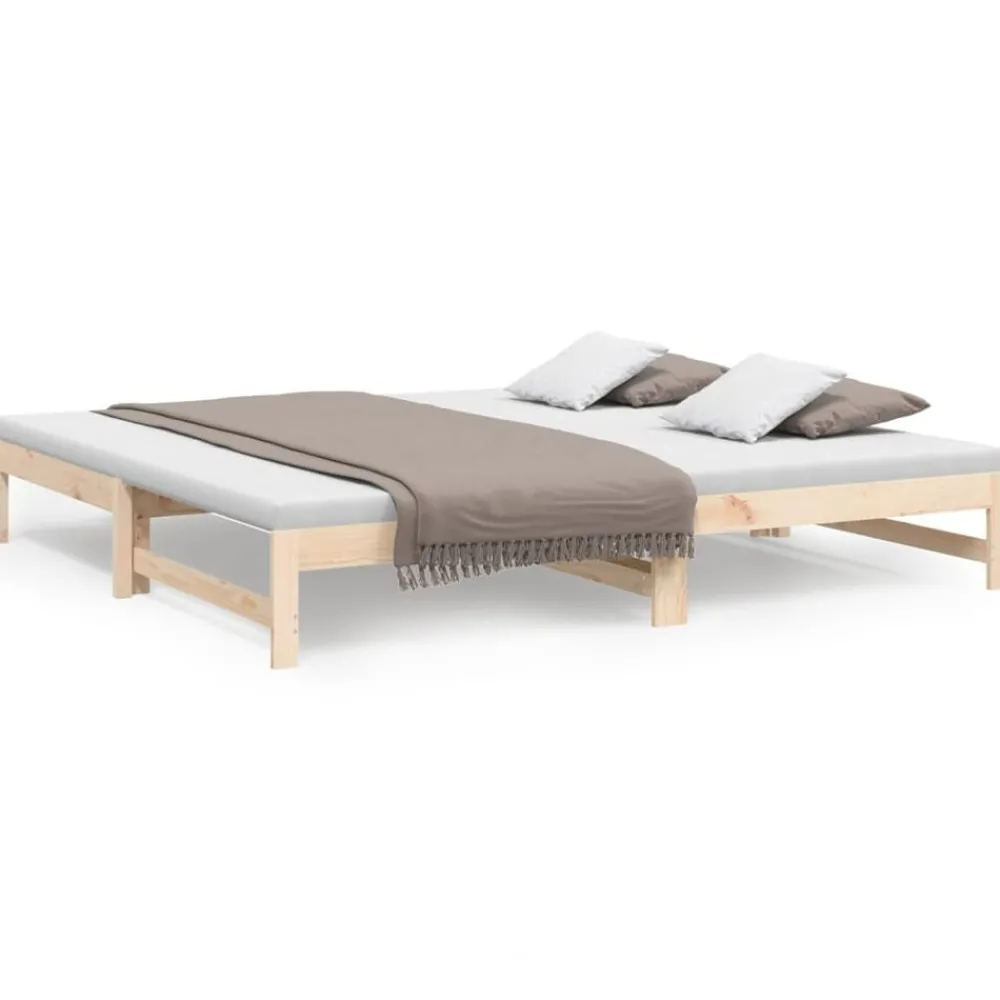 Lits & Accessoires-vidaXL Lit coulissant sans matelas 2x(90x200) cm Bois de pin massif Naturel