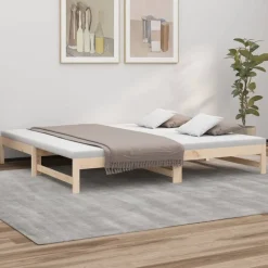 Lits & Accessoires-vidaXL Lit coulissant sans matelas 2x(90x200) cm Bois de pin massif Naturel