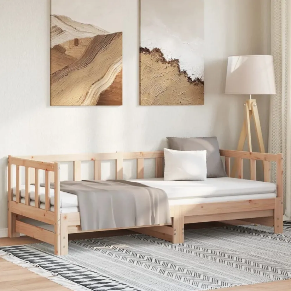 Lits & Accessoires-vidaXL Lit coulissant 2x(80x200) cm Bois de pin massif Naturel