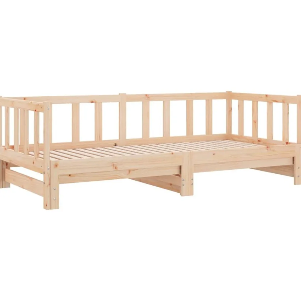 Lits & Accessoires-vidaXL Lit coulissant 2x(80x200) cm Bois de pin massif Naturel