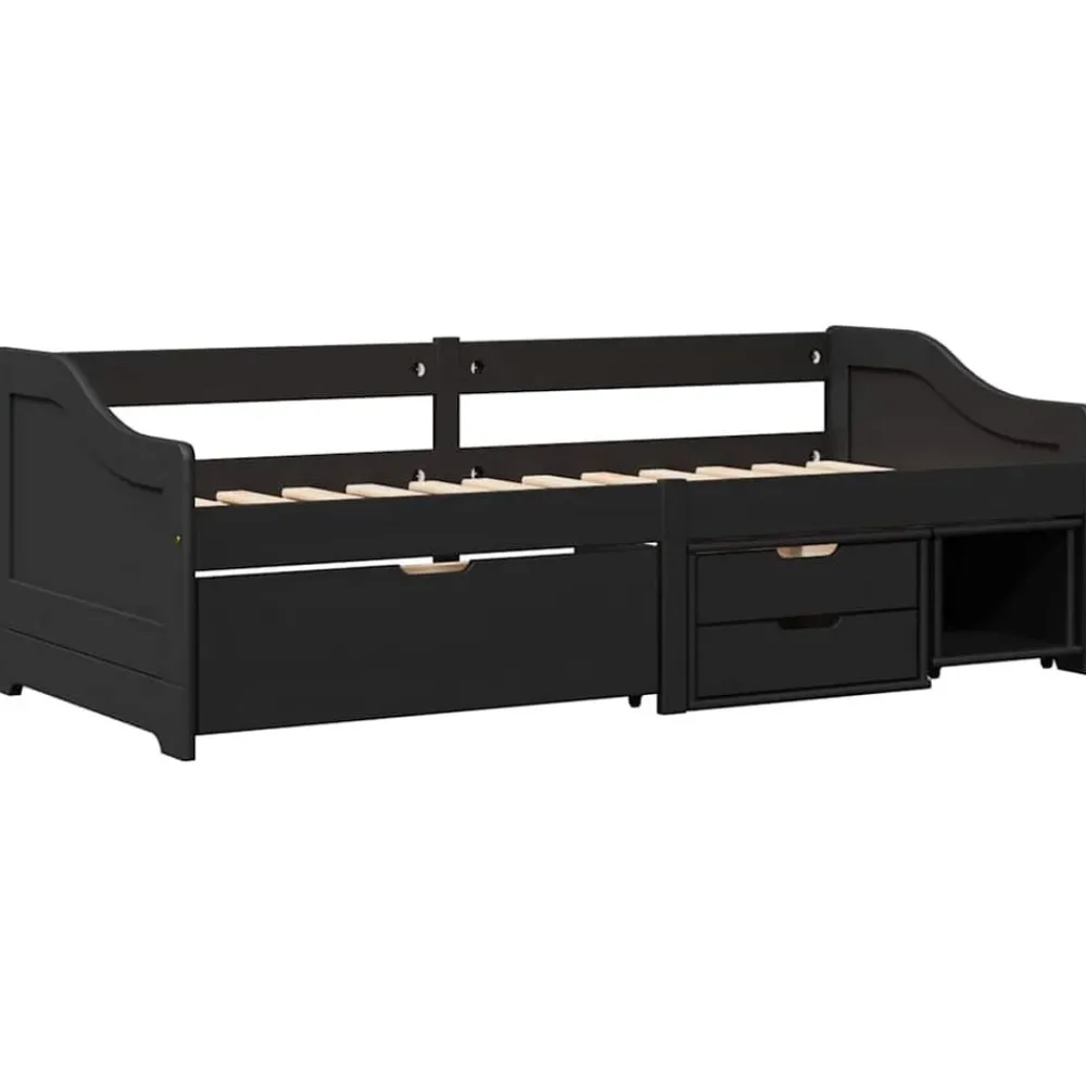 Lits & Accessoires-vidaXL Lit de jour avec 3 tiroirs sans matelas IRUN 90x200 cm Noir