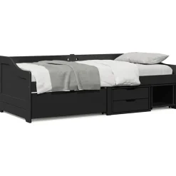 Lits & Accessoires-vidaXL Lit de jour avec 3 tiroirs sans matelas IRUN 90x200 cm Noir