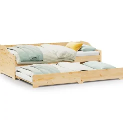 Lits & Accessoires-vidaXL Lit de jour avec gigogne sans matelas IRUN 90x200 cm Marron