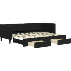 Lits & Accessoires-vidaXL Lit de jour avec gigogne et tiroirs sans matelas 80x200 cm Noir