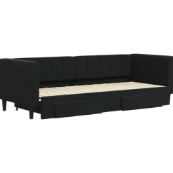 Lits & Accessoires-vidaXL Lit de jour avec gigogne et tiroirs sans matelas 80x200 cm Noir