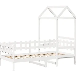 Lits & Accessoires-vidaXL Lit de jour avec toit sans matelas 80x200 cm bois massif Blanc