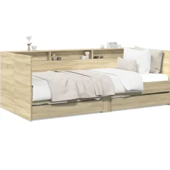 Lits & Accessoires-vidaXL Lit de jour avec tiroirs sans matelas chêne sonoma 100x200 cm Chêne sonoma
