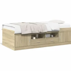 Lits & Accessoires-vidaXL Lit de jour avec tiroirs sans matelas chêne sonoma 90x200 cm Chêne sonoma
