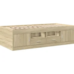Lits & Accessoires-vidaXL Lit de jour avec tiroirs sans matelas chêne sonoma 90x200 cm Ch&ecirc;ne sonoma