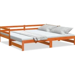 Lits & Accessoires-vidaXL Lit de jour et lit gigogne sans matelas 90x200 cm bois massif Marron cire