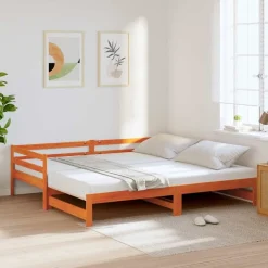 Lits & Accessoires-vidaXL Lit de jour et lit gigogne sans matelas 90x200 cm bois massif Marron cire