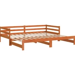 Lits & Accessoires-vidaXL Lit de jour et lit gigogne sans matelas 90x200 cm bois massif Marron cire