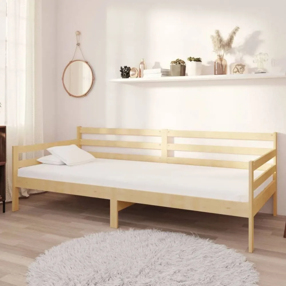 Lits & Accessoires-vidaXL Lit de jour sans matelas bois de pin massif 90x200 cm Naturel