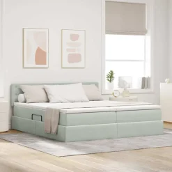 Lits & Accessoires-vidaXL Lit de Rangement avec matelas 90 x 200 cm Gris clair