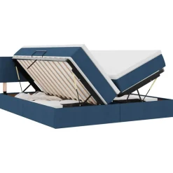 Lits & Accessoires-vidaXL Lit de Rangement 180 x 200 cm Cuir synthétique Bleu