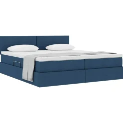 Lits & Accessoires-vidaXL Lit de Rangement 180 x 200 cm Cuir synthétique Bleu