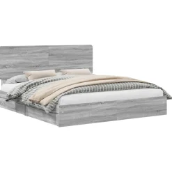 vidaXL Lit de Rangement Gris Sonoma 200 x 200 cm Bois d'ingénierie
