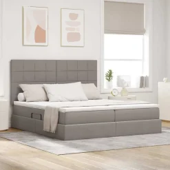 Lits & Accessoires-vidaXL Lit de Rangement 180 x 200 cm Cuir synthétique Taupe