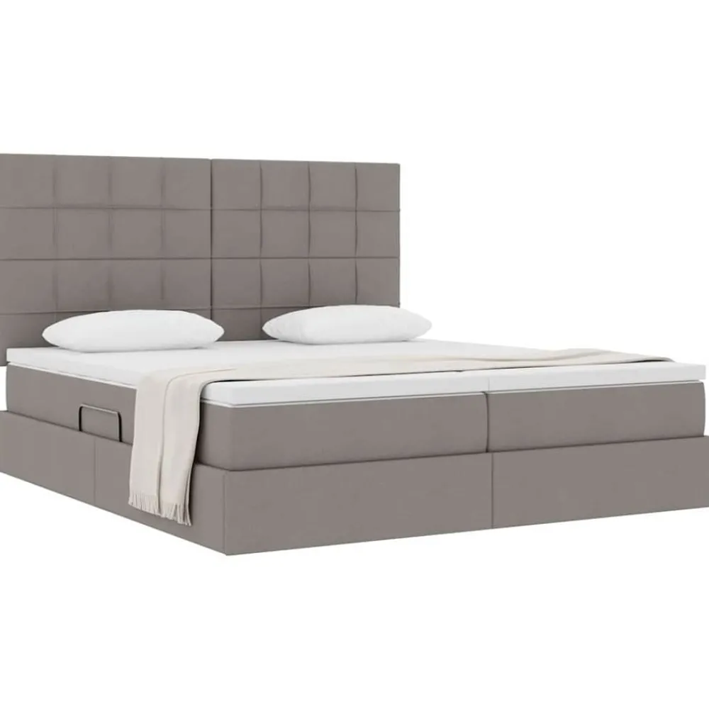 Lits & Accessoires-vidaXL Lit de Rangement 180 x 200 cm Cuir synthétique Taupe