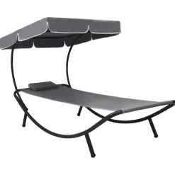 vidaXL Lit de repos d'extérieur avec auvent et oreiller