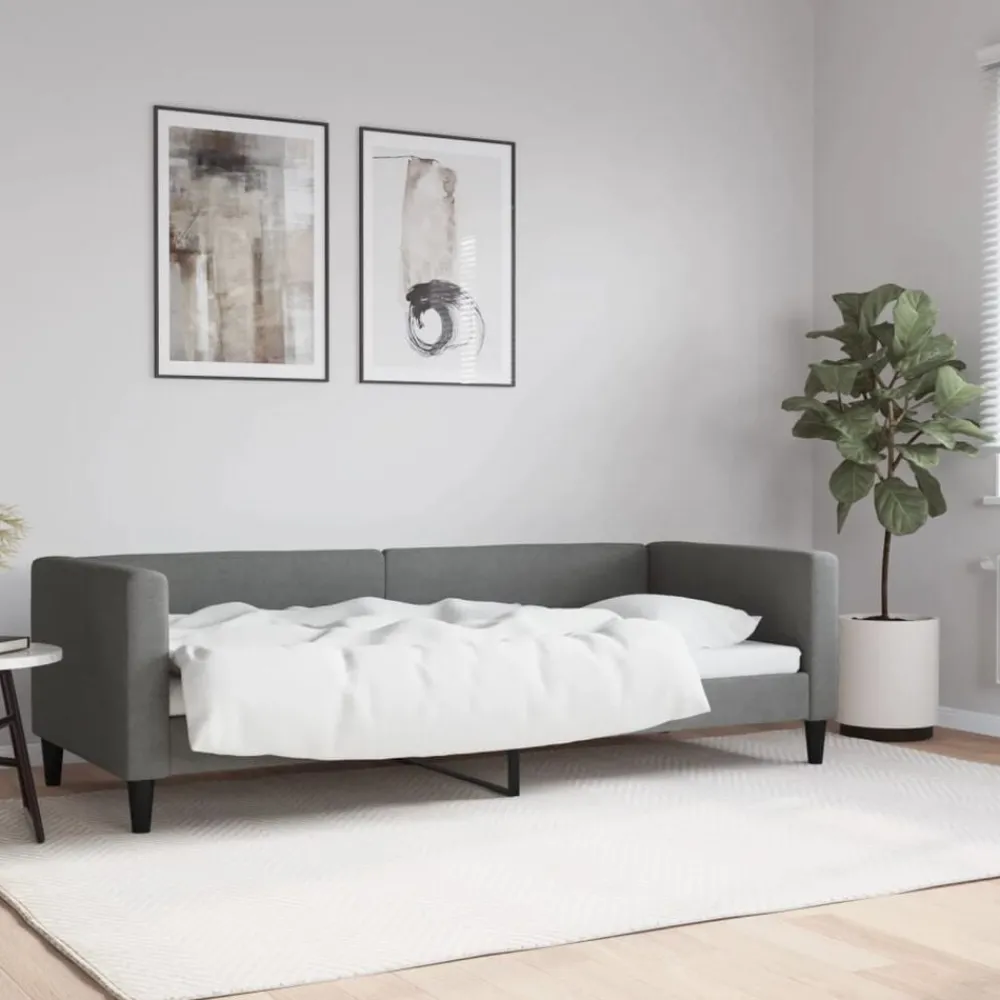 Lits & Accessoires-vidaXL Lit de repos sans matelas 80x200 cm tissu Gris foncé