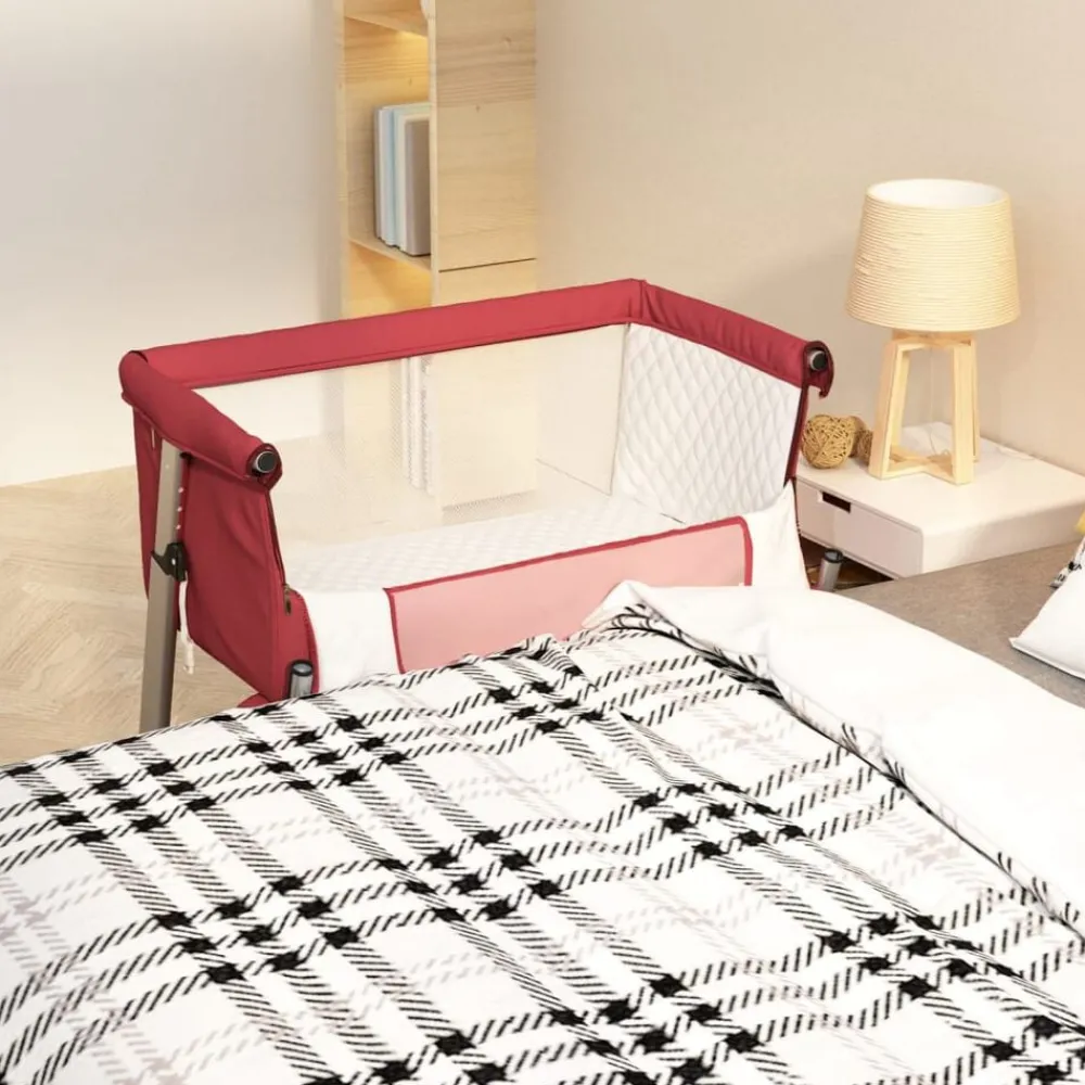 Mobilier Pour Bébés & Tout-Petits-vidaXL Lit pour bébé avec matelas Tissu de lin Rouge