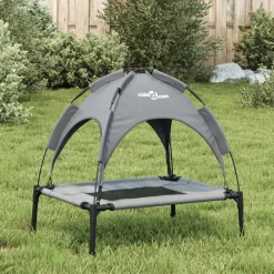 vidaXL Lit pour chien avec auvent anthracite tissu Oxford et acier