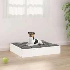 Articles Pour Animaux De Compagnie-vidaXL Lit pour chien 51,5x44x9 cm Bois de pin solide Blanc