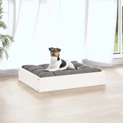 Articles Pour Animaux De Compagnie-vidaXL Lit pour chien 51,5x44x9 cm Bois de pin solide Blanc