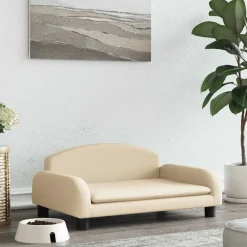 Articles Pour Animaux De Compagnie-vidaXL Lit pour chien crème 70x45x30 cm tissu Cr&egrave;me