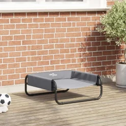 Articles Pour Animaux De Compagnie-vidaXL Lit pour Chien Gris clair 57 x 57 x 24 cm Acier Light_grey