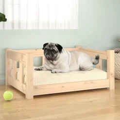 Articles Pour Animaux De Compagnie-vidaXL Lit pour chien 65,5x50,5x28 cm Bois de pin solide Naturel