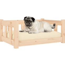Articles Pour Animaux De Compagnie-vidaXL Lit pour chien 65,5x50,5x28 cm Bois de pin solide Naturel