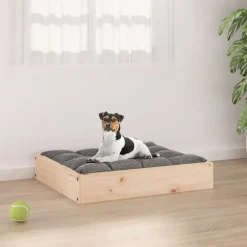 Articles Pour Animaux De Compagnie-vidaXL Lit pour chien 51,5x44x9 cm Bois de pin solide Naturel