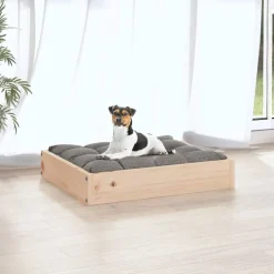 Articles Pour Animaux De Compagnie-vidaXL Lit pour chien 51,5x44x9 cm Bois de pin solide Naturel