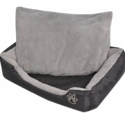 Articles Pour Animaux De Compagnie-vidaXL Lit pour chiens avec coussin rembourré Taille S Noir