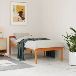 Lits & Accessoires-vidaXL Lit pour personne âgée sans matelas 75x190 cm bois pin massif Cire marron