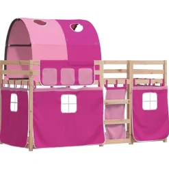 Lits & Accessoires-vidaXL Lit superposé sans matelas 90x200 cm bois de pin massif Rose
