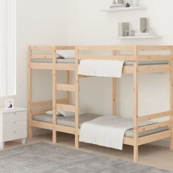 Lits & Accessoires-vidaXL Lit superposé sans matelas 90x200 cm bois de pin massif Naturel