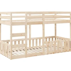 Lits & Accessoires-vidaXL Lit superposé 80x200 cm Bois de pin massif Naturel
