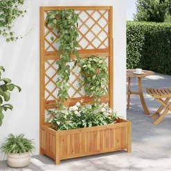 Pelouses & Jardins-vidaXL Lit surélevé avec treillis 85x38x150 cm Bois massif d'acacia