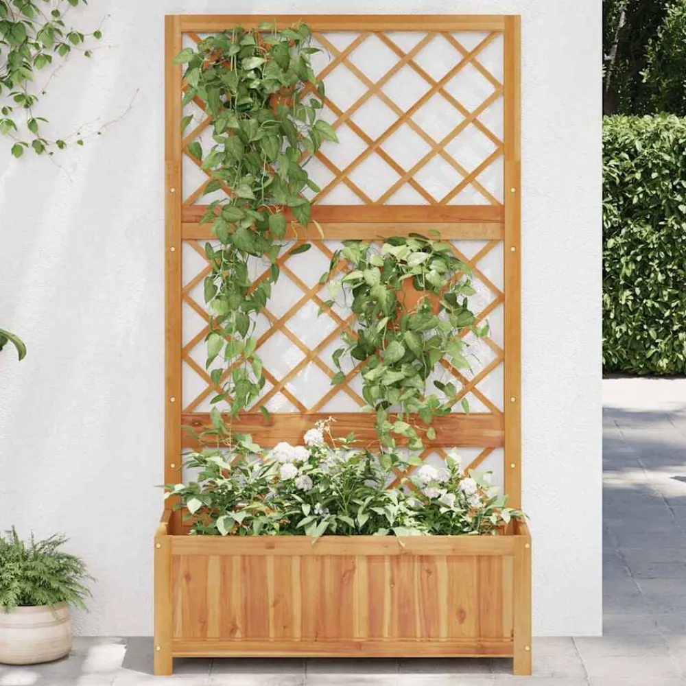 Pelouses & Jardins-vidaXL Lit surélevé avec treillis 85x38x150 cm Bois massif d'acacia
