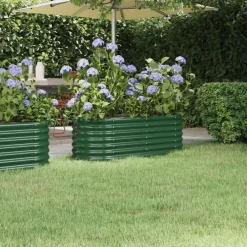 Pelouses & Jardins-vidaXL Lit surélevé de jardin Acier galvanisé 114x40x36 cm Vert