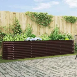 Pelouses & Jardins-vidaXL Lit surélevé 400 x 80 x 81 cm Acier Marron