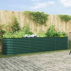 Pelouses & Jardins-vidaXL Lit surélevé 400 x 80 x 81 cm Acier Vert